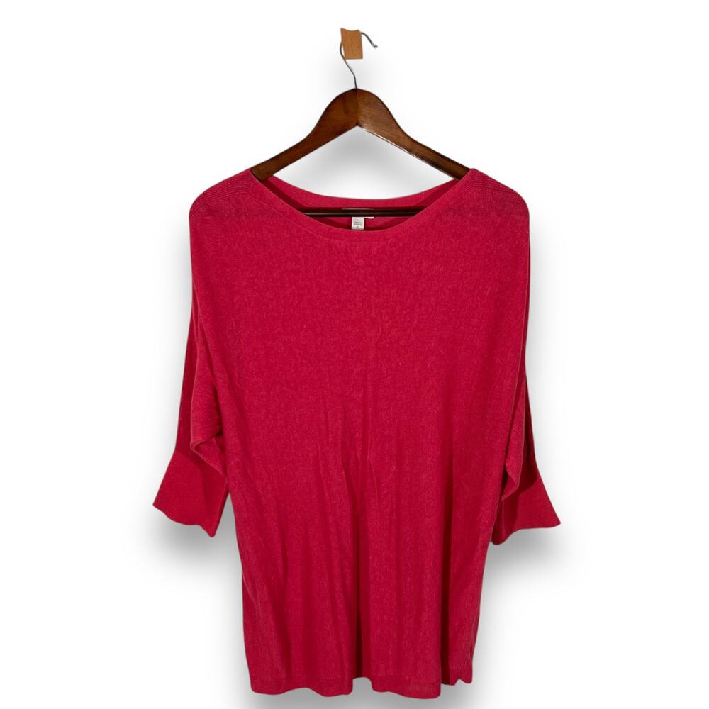 J Jill Pink Linen Tunic Top Slub Knit 3/4 Sleeve Scoop Neck Size XL - Picture 2 of 9
